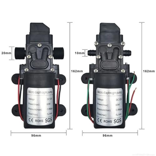 1 stück Dc12V 120PSI 60 Watt 5L/Min Hochdruck-membranpumpe Elektrische selbstansaugende Pumpe Wasser Waschen Pestizid sprühen(Mode A x 10PCS) von QLYUEUI