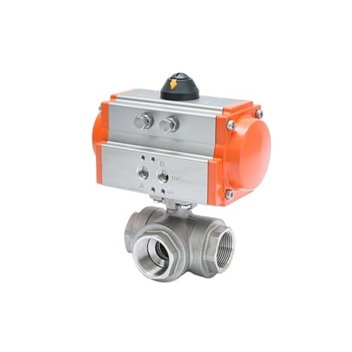 1 stück Q614/5-16P Edelstahl 304 Doppeltwirkender Antrieb DN20/DN25 16 Bar Dreiwege-pneumatisches Kugelventil(DN25,L type) von QLYUEUI