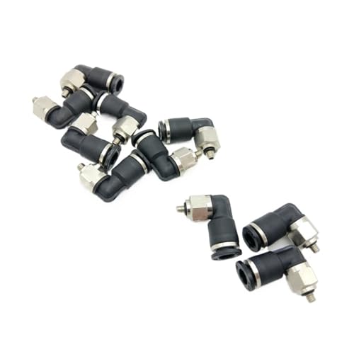 10 stück PL -C M3 M5 1/8 Mini Armaturen Push In Air Männlichen Ellenbogen Kunststoff Messing Fitting Pneumatische Teile(PL 04 01C 4mm R1-8,2PCS) von QLYUEUI