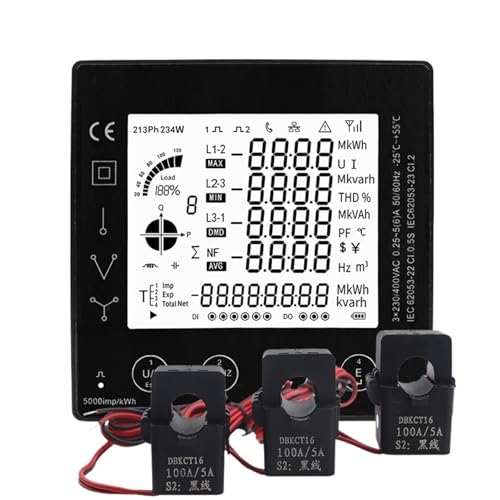 3-Phasen-Energie-Verbrauchs-Messgerät Smart kwh Electric Power Meter 96 * 96mm mit CT 50/100/150/200A Panel Meter AVW RS485 Modbus(Only meter PAC5110) von QLYUEUI