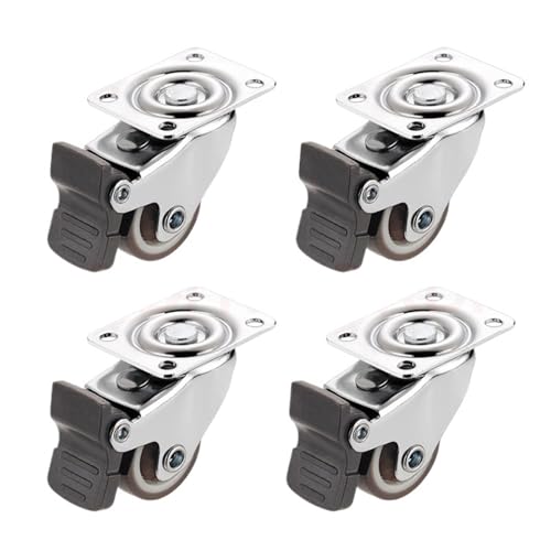 4 STÜCKE 1-2 zoll Möbel Caster Weiche Gummi Universal Rad Swivel Caster Roller Rad for Plattform Trolley Zubehör(4PCS with brake,1.5 Inch) von QLYUEUI