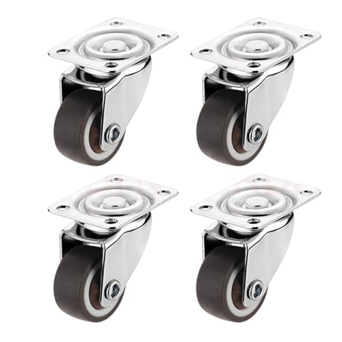 4 STÜCKE 1-2 zoll Möbel Caster Weiche Gummi Universal Rad Swivel Caster Roller Rad for Plattform Trolley Zubehör(4PCS without brake,1.0 Inch) von QLYUEUI