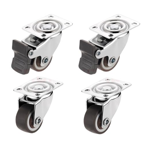 4 STÜCKE 1-2 zoll Möbel Caster Weiche Gummi Universal Rad Swivel Caster Roller Rad for Plattform Trolley Zubehör(Brake and no brake,1.0 Inch) von QLYUEUI