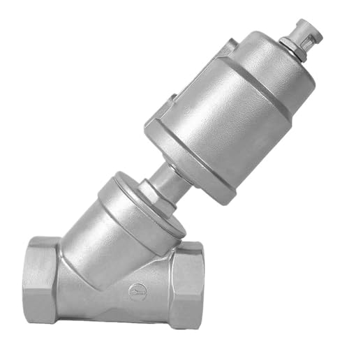 DN65 Edelstahl Pneumatische Antrieb Winkel Ventil Pneumatische Ventil 16bar for Dampf Gas Öl Normal Geschlossen(Normally Closed,Double Acting) von QLYUEUI