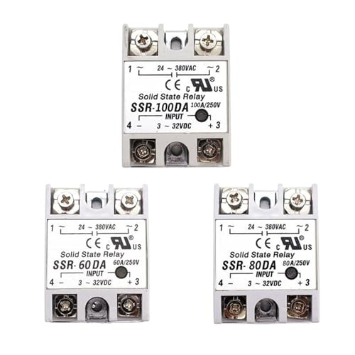 Halbleiterrelais 12 V 24 V SSR-60DA SSR-80DA SSR-100DA 60 A 80 A 100 A 3–32 V bis 24–380 V AC SSR 60DA 80DA 100DA(80DA) von QLYUEUI