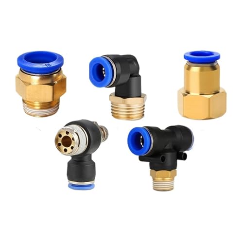 Pneumatische Luftanschlussfitting PC/PCF/SL/PB/PL 4 mm 6 mm 8 mm 10 mm 12 mm Gewinde M5 3/4 Zoll 1 2-Wege-Schlaucharmaturen Rohr(OD4mm-1I4,PC (5PCS)) von QLYUEUI