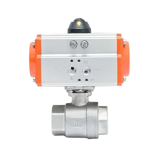 Zweiteiliger pneumatischer Kugelhahn mit hoher Plattform, DN15-DN50, Edelstahl-Kugelhahn Q614F-16P, doppeltwirkender Zylinder(1-1/2") von QLYUEUI