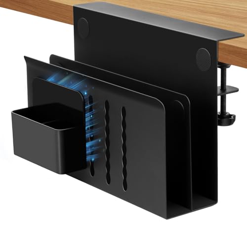 QLoztyse Hängender seitlicher Schreibtisch Organizer - Keine Bohrmontage, Karbonstahl unter dem Schreibtisch, Laptop Halter, 2 stufiges Tisch Aufbewahrungsregal zum Anklemmen für Büro und Zuhause QLoztyse Hängender seitlicher Schreibtisch Organizer - Keine Bohrmontage, Karbonstahl unter dem Schreibtisch, Laptop Halter, 2 stufiges Tisch Aufbewahrungsregal zum Anklemmen für Büro und Zuhause von QLoztyse