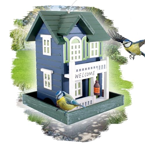 QM Basic Vogel Futterhaus Selbst Befüllen Dach | Vogelvilla Futterhaus zum Auf-Hängen Vogel Futterspender Haus Vogelhaus 630 von QM Basic
