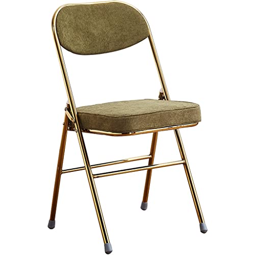 Klappstuhl Klappstuhl Küche Gepolstert Retro Büro Handelsstuhl, Bequemer Cord Klappstuhl, Ergonomischer Design Ereignisstuhl, Fürs Büro (Color : Olive Green, S : 46 * 42 * 80cm) von QMBHOZ