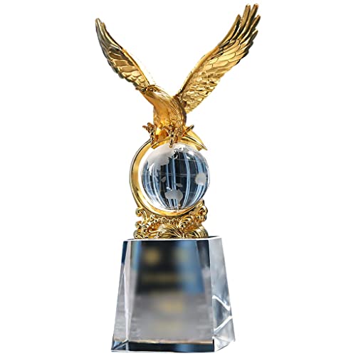Trophäe Trophäe Tierkopf Gold Silber Bronze Adler Custom Trophäe, Hochklarer Kristall Souvenirs, Auszeichnung Für Herausragende Mitarbeiter des Unternehmens (Color : Gold, S : 13 * 24cm) von QMBHOZ