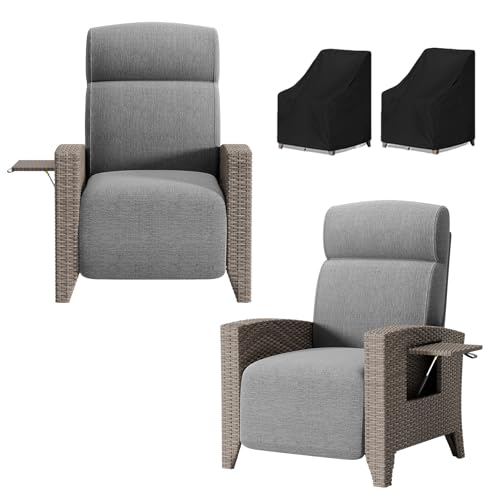 QMBLSNSQ 2Er Set Relaxsessel Mit Verstecktem Seitentisch Pro Sessel, Pe Rattan, Verstellbar 95°-165°, Ergonomisch, Outdoor Garten, 150Kg/Sessel QMBLSNSQ 2Er Set Relaxsessel Mit Verstecktem Seitentisch Pro Sessel, Pe Rattan, Verstellbar 95°-165°, Ergonomisch, Outdoor Garten, 150Kg/Sessel von QMBLSNSQ