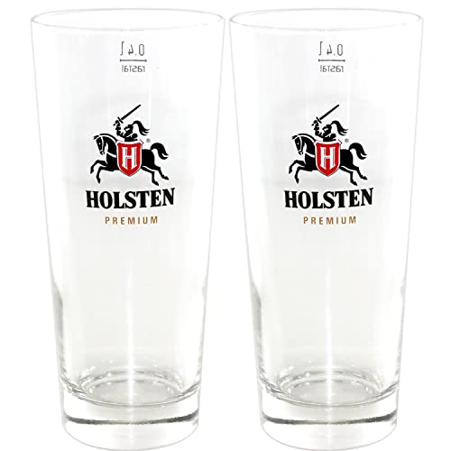 QMBasic 2er SET BIERGLAS für HOLSTEN PREMIUM PILSENER 0,4l | Pils Glas Tumbler Markenbierglas Logo von QMBasic