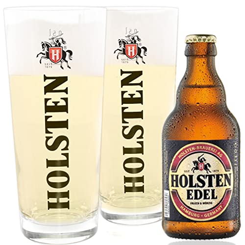 QMBasic 2er SET BIERGLAS HOLSTEN PREMIUM PILSENER 0,5 + EXTRA | Pils Glas Tumbler Markenbierglas Tulpe von QMBasic