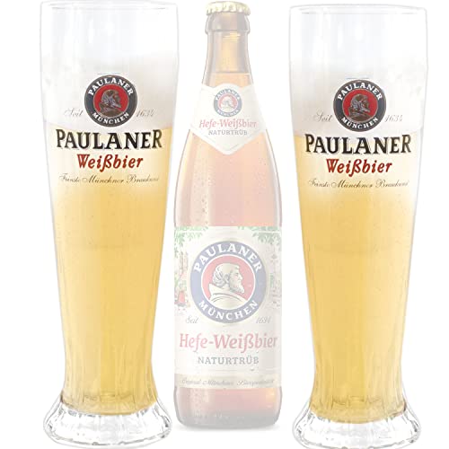 QMBasic 2x PAULANER WEIZENBIERGLAS Füllstrich 0,5 L | Bierglas Gläser Münchener Weißbier Weizenbier von QMBasic
