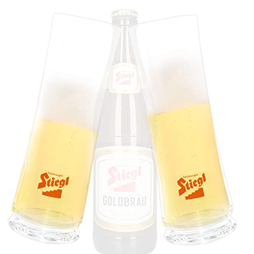 QMBasic 2x STIEGL BIERGLAS 0,2L SAHM Salzburg Bierglas Gläser Bierkrug Set Original Glas Trinkglas Bier von QMBasic