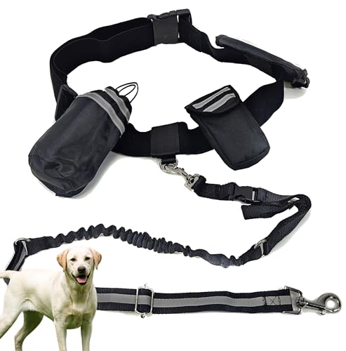 Joggingleine Hunde mit Bauchgurt, Laufgürtel, Freihandleine, Hundeleine elastisch, Bauchleine ruckdämpfend von QMBasic