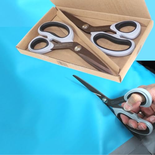 QMBasic Universalschere Allzweckschere 2er Set 21 cm Industrieschere mit TITAN Beschichtung Plane Folie Rauhfaser PVC Vinyl Leder schneiden Schere kräftig von QMBasic