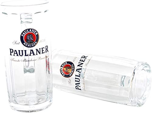 QMBasic Biergläser Set - 2 x Bierkrug für Paulaner Weißbier 0,4L | Moldau Seidel Humpen mit Henkel Exklusiv von QMBasic