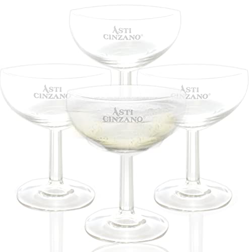 QMBasic Gläser Set - 4 STÜCK SEKTSCHALEN für ASTI CINZANO - Sektgläser Glas Sekt Sektkelch Sektglas für Schaumwein von QMBasic