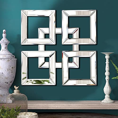 QMDECOR Quadratischer Spiegel, Wanddekoration, dekorativer Spiegel, 30,5 x 30,5 cm, modern, modisch, DIY, silberfarbene Wandspiegel von QMDECOR