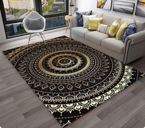 QMETOS Böhmische Geometrische Blume Teppich Teppich Für Zu Hause Wohnzimmer Schlafzimmer Sofa Küche Fußmatte Teppich rutschfeste Bodenmatte 140X200Cm von QMETOS