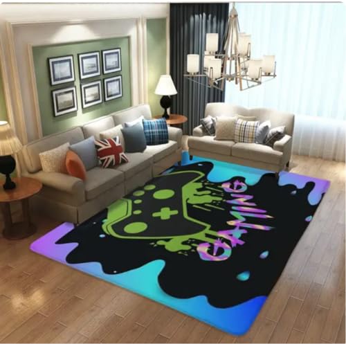 QMETOS Cartoon-Game-Controller-Teppiche Für Wohnzimmer Jungen Spielzimmer rutschfeste Bodenmatte Schlafzimmer Nachttisch Teppich 160X230Cm von QMETOS
