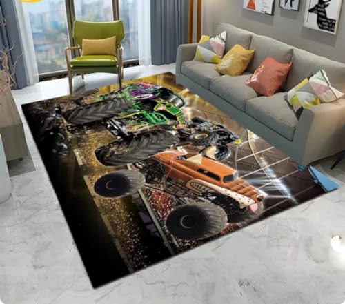 QMETOS Cartoon Monster Truck Teppich Für Zu Hause Wohnzimmer Schlafzimmer Sofa Dekor Kinder rutschfeste Fußmatte 80X120Cm von QMETOS