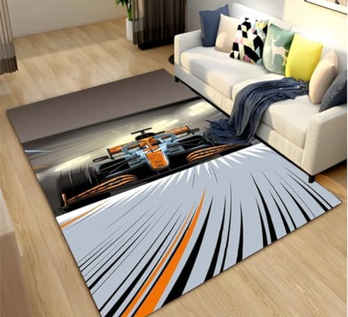 QMETOS Coole Rennsportwagen Teppich Spielmatte rutschfest Flur Fußmatte Wohnzimmer Teppich Küche Badezimmer Schlafzimmer Fußmatte 80X150Cm von QMETOS