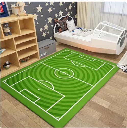 QMETOS Fußballfeld Capet Für Kinder Zimmer Anti-Rutsch Schlafzimmer Teppich Waschbar Baby Zimmer Spielmatte Jungenteppich 200X300Cm von QMETOS