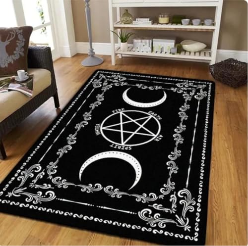 QMETOS Gothic Sacrifice Teppiche Triple Moon Divination Wohnzimmer Teppich Sofa Tisch Bereich Teppiche Schlafzimmer Dekoration Moon Mat 120X160Cm von QMETOS