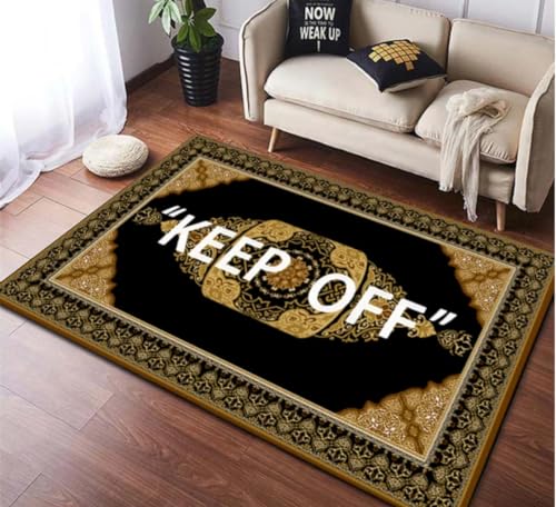 QMETOS Halten Sie Sich Fern Bedruckter Fußmattenteppich Für Wohnzimmer Schlafzimmer Sofa Fußmatte Küche rutschfeste Fußmatte Haus Flur Teppich 160X230Cm von QMETOS