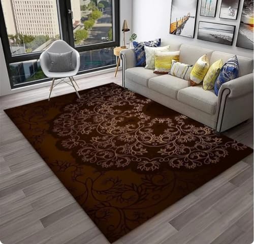 QMETOS Mandala-Muster Teppich Tür Fußmatte Abstrakte Geometrische Optische Fußmatte rutschfeste Fußmatte Wohnzimmer Dekor Teppich 60X90Cm von QMETOS