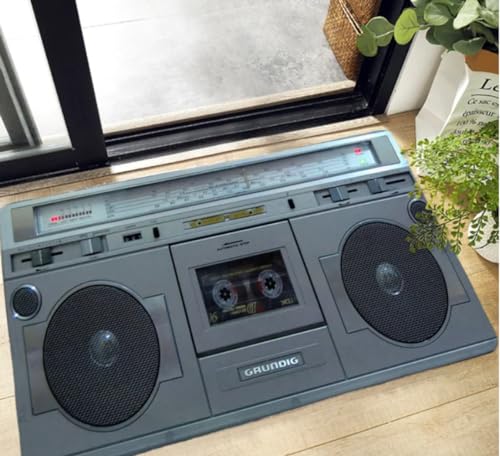 QMETOS Retro Kassette Musikkassette Eingangstür Matte Wohnzimmer Haus Flur Dekor Teppich Küche Fußmatte Badezimmer Teppich 60X90Cm von QMETOS