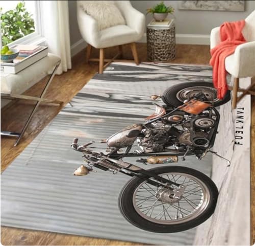 QMETOS Retro Motorrad Bereich Teppich Teppich Moto Fans rutschfeste Tür Trittmatte Badematte Für Wohnzimmer Schlafzimmer Eingang Home Mat 60X90Cm von QMETOS