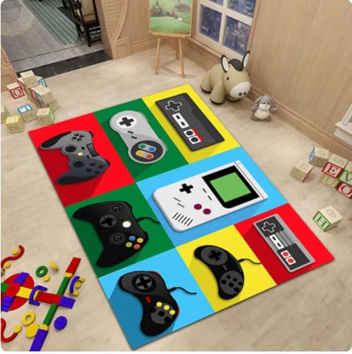 QMETOS Spiel Teppich Für Wohnzimmer Gamer Controller Bereich Teppich Kinderzimmer Teppiche Weiches Sofa Schlafzimmer Nachttisch Teppich 100X160Cm von QMETOS