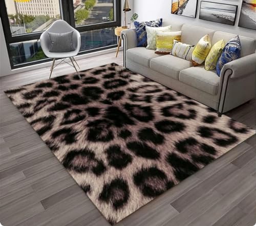 QMETOS Streifendruck Leopard Teppich Für Zuhause Wohnzimmer Schlafzimmer Sofa Spiel rutschfeste Bodenmatte 100X160Cm von QMETOS