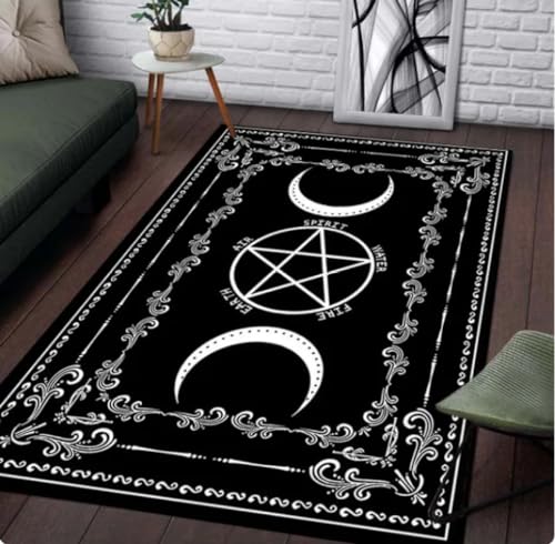 QMETOS Teppich Satan Moon Teppich Für Wohnzimmer Dekor Sofa Tisch Bereich Teppiche Anti-Rutsch Fußmatte Badezimmer Türmatte 80X150Cm von QMETOS
