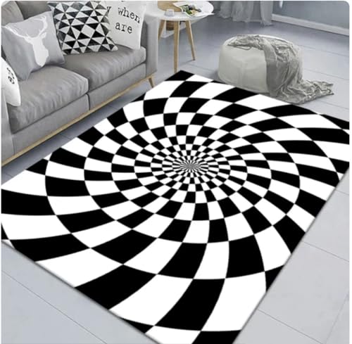 QMETOS Vortex Illusion Teppich Tür Fußmatte Abstrakte Geometrische Optische Fußmatte Rutschfester Teppich Wohnzimmer Dekoration Teppich 200X300Cm von QMETOS