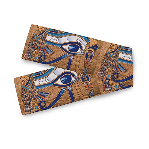 QMIN Tischläufer aus ägyptischem Papyrus Horus-Auge, Tischdecke für Küche, Hochzeit, Urlaub, Esstisch, Bankett, Party, 33 x 177,8 cm (Polyester) von QMIN