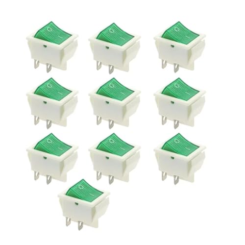 10Pcs WHITE-GREEN 4PIN 31x25mm KCD4 Rocker Switch ON-OFF 2 Position With Light Power Switchs von QMIQXIWS