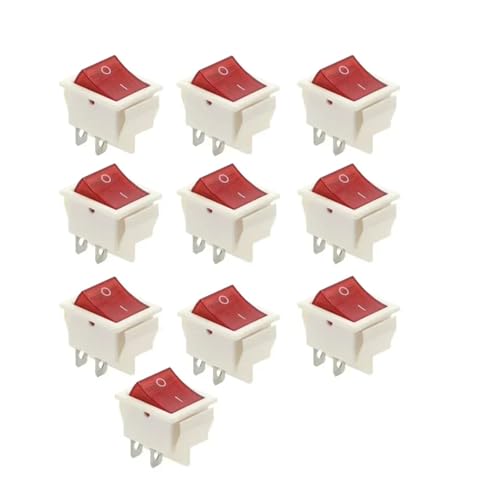 10Pcs WHITE-RED 4PIN 31x25mm KCD4 Rocker Switch ON-OFF 2 Position With Light Power Switchs von QMIQXIWS