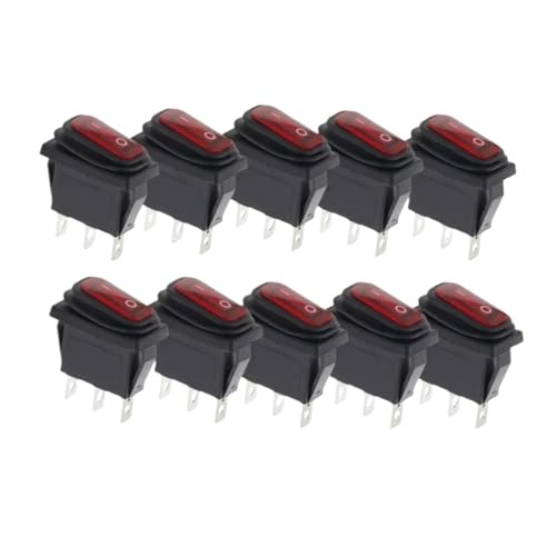 10pcs 2D3P-RED 220V (ON-OFF) KCD3 34x17.5mm LED Light 20A On/Off Rectangular Long Rocker Switch von QMIQXIWS