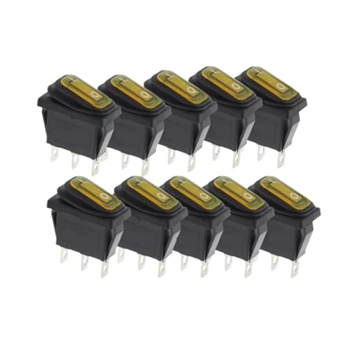 10pcs 2D3P-YELLOW 220V (ON-OFF) KCD3 34x17.5mm LED Light 20A On/Off Rectangular Long Rocker Switch von QMIQXIWS