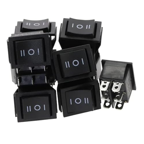 10pcs BLACK Power Switchs Boat 3 Position 6Pin 31x25mm Button Latching with Lamp Light KCD4 16A 250VAC von QMIQXIWS