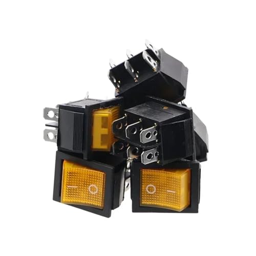 10pcs yellow 31x25mm Latching Rocker Switchs Power Switch I/O 6 Pins with Light 30A 250VAC KCD4 von QMIQXIWS