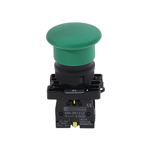 5X 22mm 1 NO N/O Green Mushroom Momentary Push Button Switch 600V 10A ZB2-EC31 von QMIQXIWS