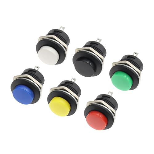 6PCS 1 X 6 COLOURS R13-507 Momentary SPST NO Round Cap Push Button Switch AC 6A/125V 3A/250V von QMIQXIWS