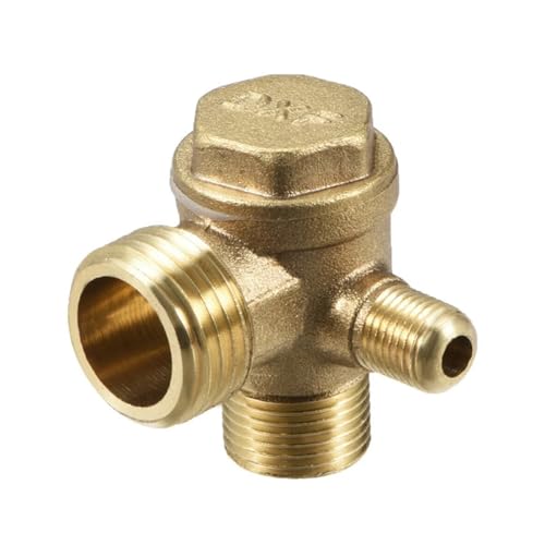 QMIQXIWS 1pc Air Compressor Check Valve 90 Degree Right Male Threaded Brass G 1/8" x G 3/8" x G 1/2" 42 x37 x 36mm / 1.65" x 1.46" x1.42" von QMIQXIWS