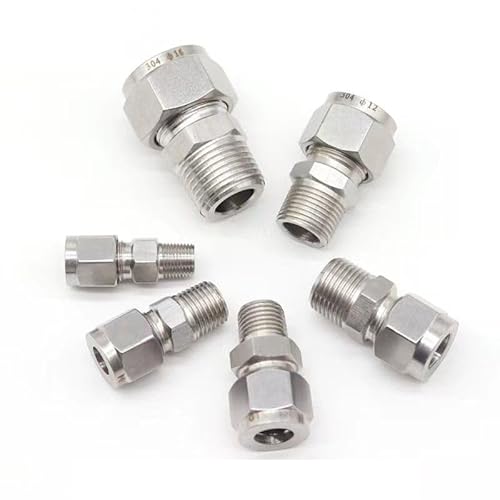 QMIQXIWS SS 304 Stainless Steel Double Ferrule Compression Connector 6mm 8mm 10mm 12mm Tube to 1/8" 1/4" 3/8" 1/2" Male Pipe Fittings ZUZAOJUYIN(10mm,1-8 BSPT Male Thread) von QMIQXIWS